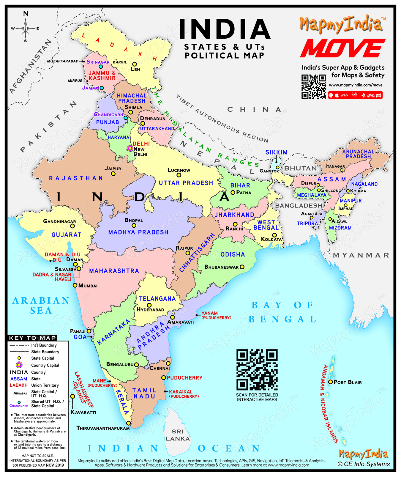 Download Indian Political Map Download The Latest Political Map of India | MapmyIndia